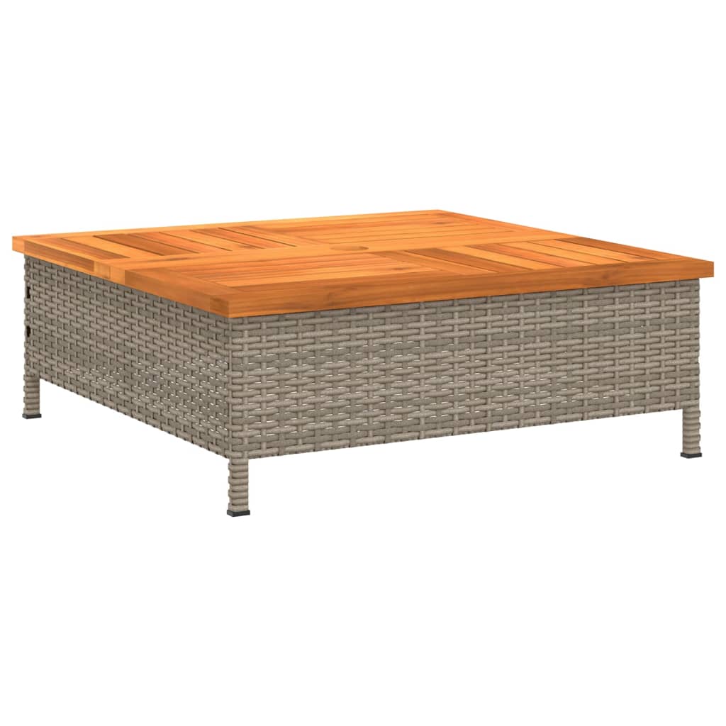 Kryt na stojan slunečníku šedý 70x70x25 cm polyratan a akácie