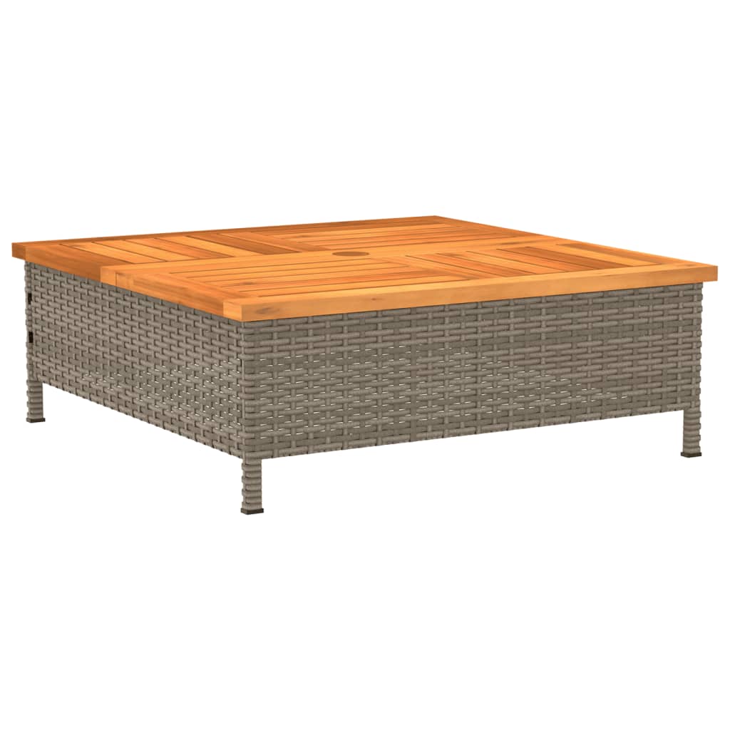 Kryt na stojan slunečníku šedý 70x70x25 cm polyratan a akácie