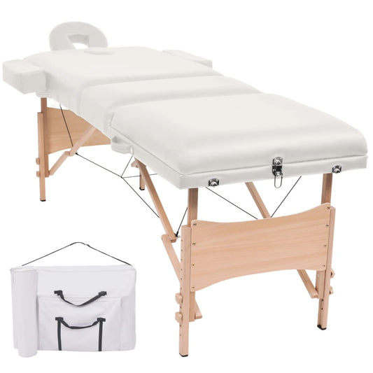 Skládací masážní stůl 3 zóny tloušťka 10 cm bílý