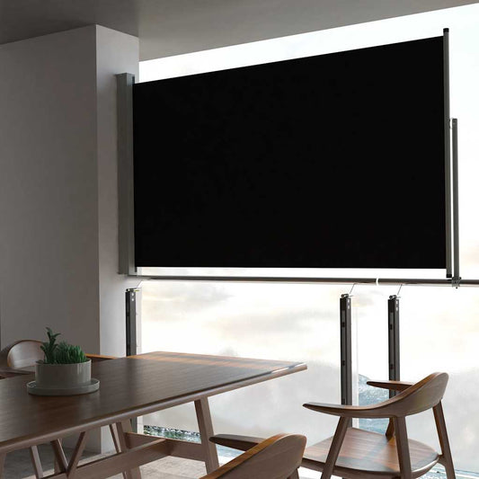 Terasová zatahovací boční markýza 140 x 300 cm černá