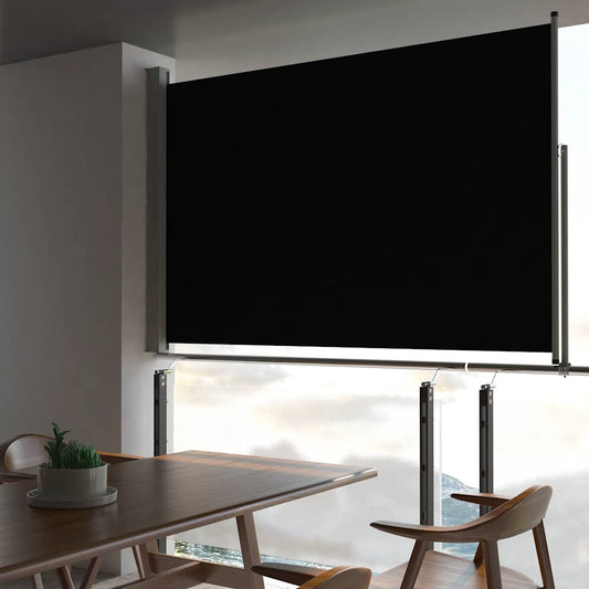 Terasová zatahovací boční markýza 160 x 300 cm černá