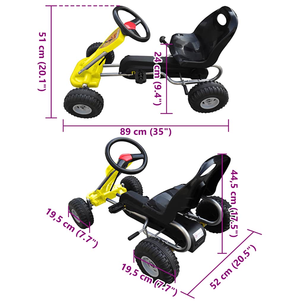 Šlapací motokára žlutá