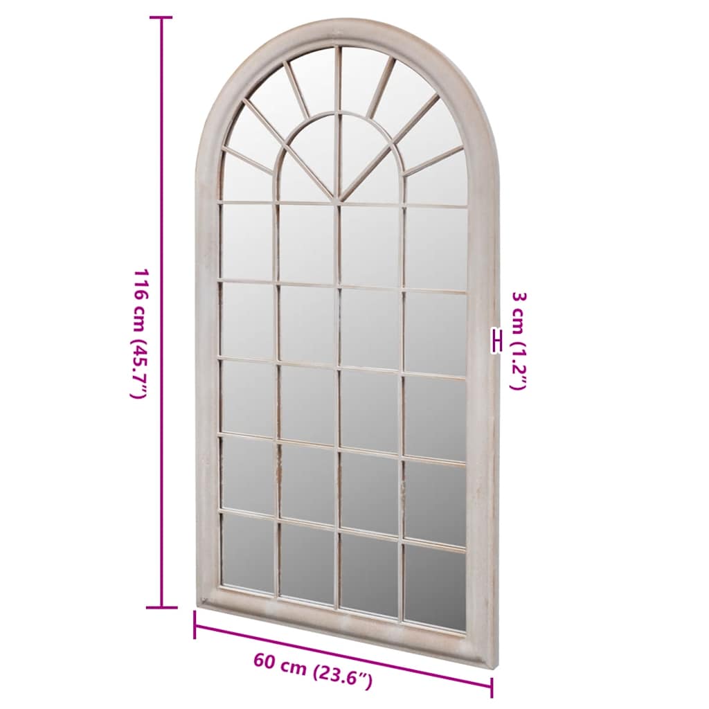Zahradní zrcadlo rustikální oblouk 60 x 116 cm interiér i exteriér
