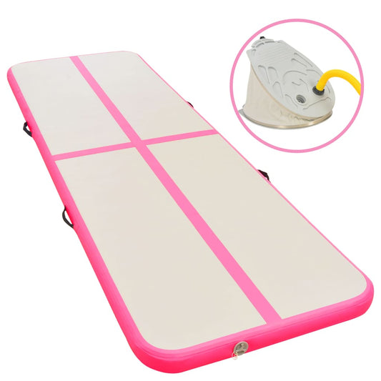 Nafukovací cvičební podložka s pumpou 700x100x10 cm PVC růžová