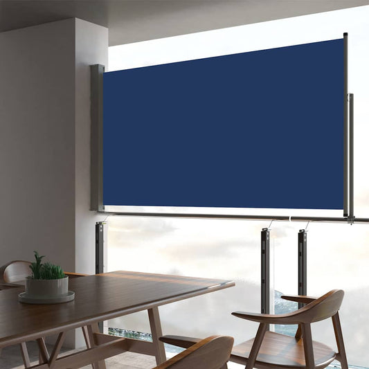 Zatahovací boční markýza / zástěna na terasu 160 x 300 cm modrá