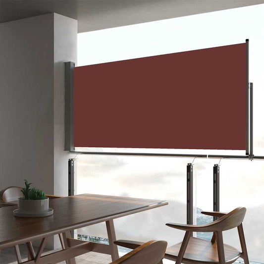 Zatahovací boční markýza / zástěna na terasu 60 x 300 cm hnědá