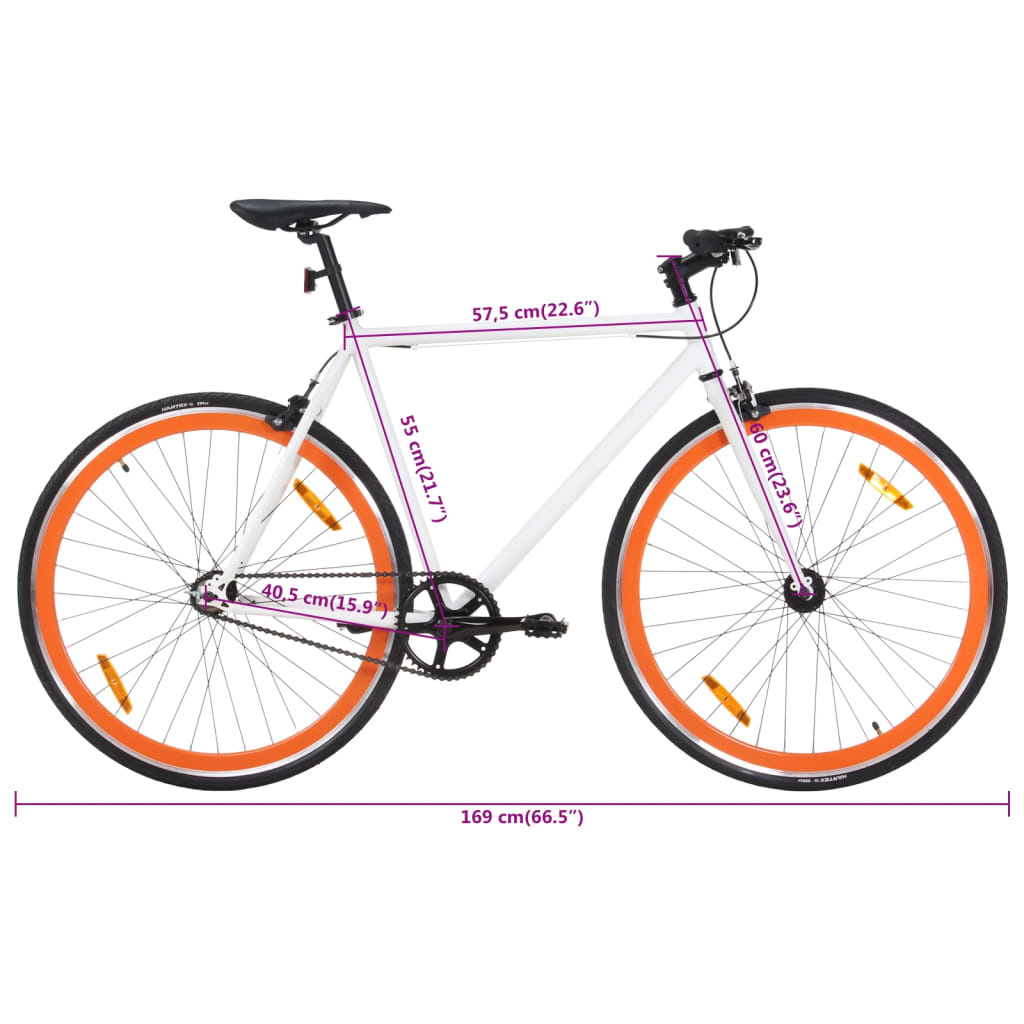 Kolo s pevným převodem bílé a oranžové 700c 55 cm