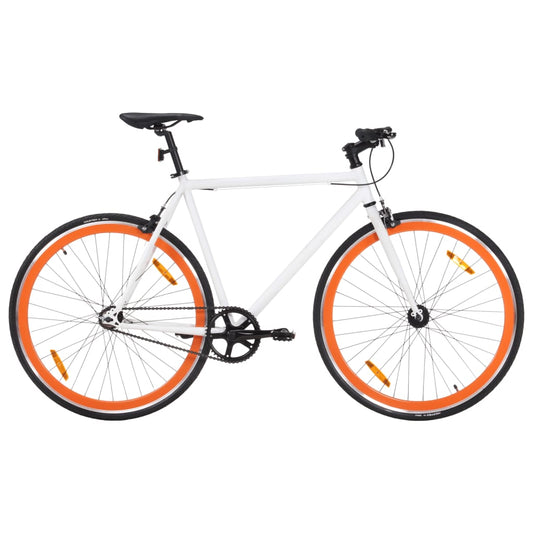 Kolo s pevným převodem bílé a oranžové 700c 59 cm
