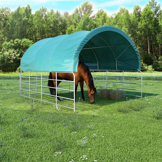 Přístřešek pro zvířata PVC 3,7 x 3,7 m zelený