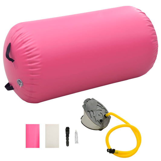 Nafukovací cvičební válec s pumpou 120 x 90 cm PVC růžový