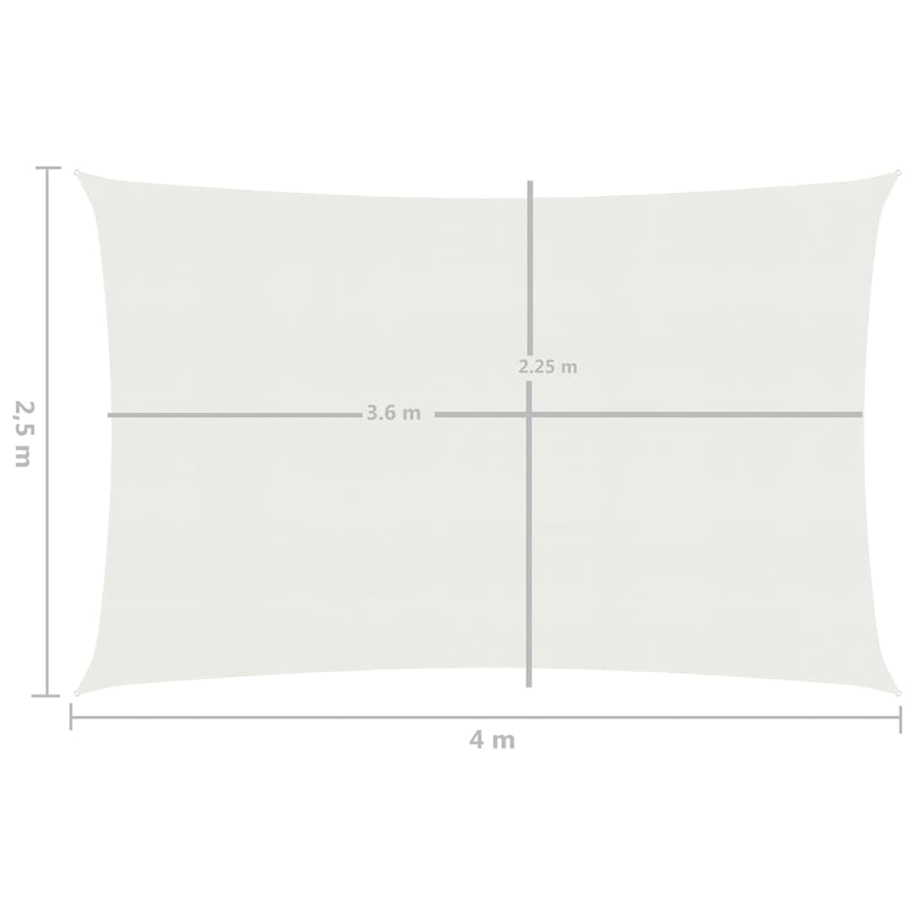Plachta proti slunci 160 g/m² bílá 2,5 x 4 m HDPE