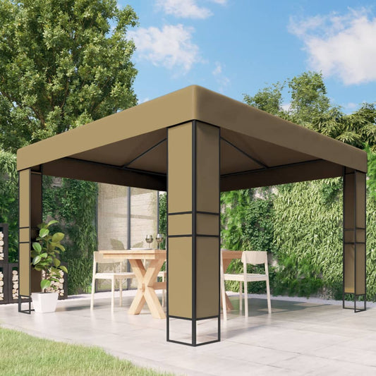 Altán s dvojitou střechou 3 x 3 x 2,7 m taupe 180 g/m²