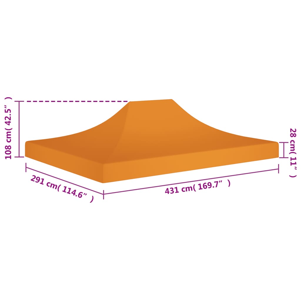 Střecha k party stanu 4,5 x 3 m oranžová 270 g/m²