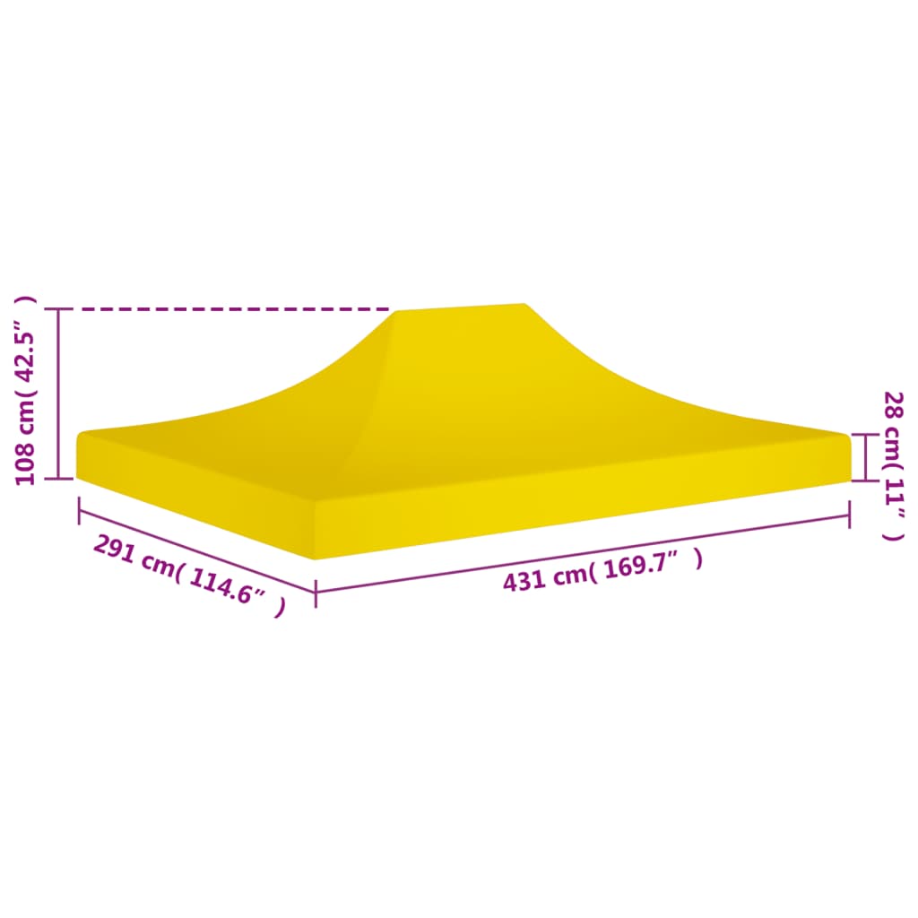 Střecha k party stanu 4,5 x 3 m žlutá 270 g/m²