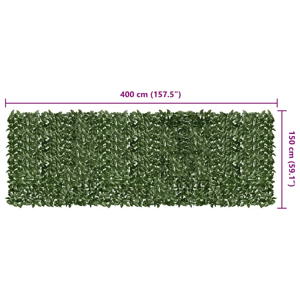 Balkónová zástěna s tmavě zelenými listy 400 x 150 cm