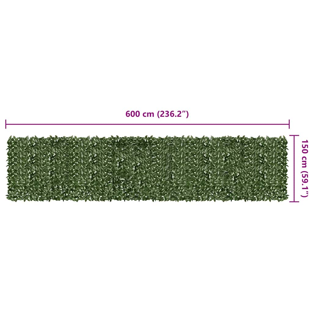 Balkónová zástěna s tmavě zelenými listy 600 x 150 cm