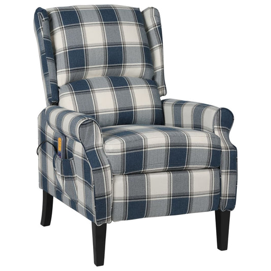 Masážní polohovací křeslo modré textil