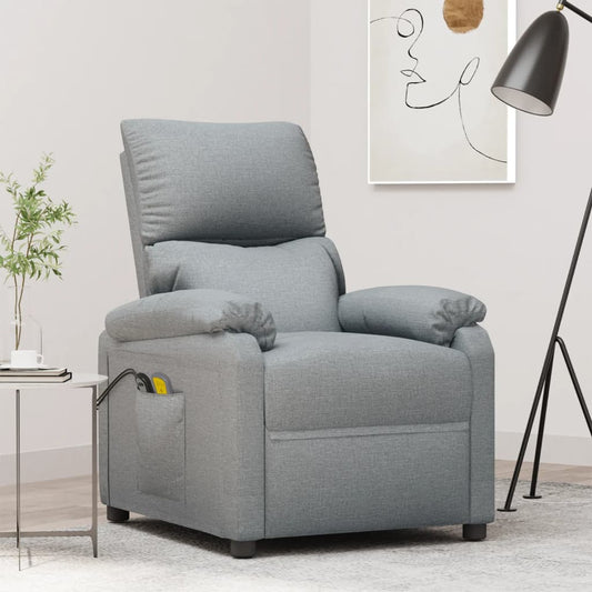Elektrické masážní křeslo světle šedé textil