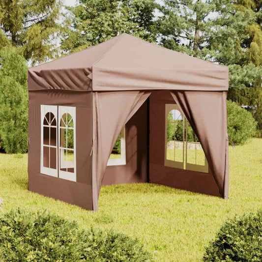 Skládací party stan s bočními stěnami taupe 2 x 2 m
