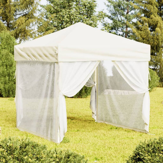 Skládací party stan s bočními stěnami krémový 2 x 2 m
