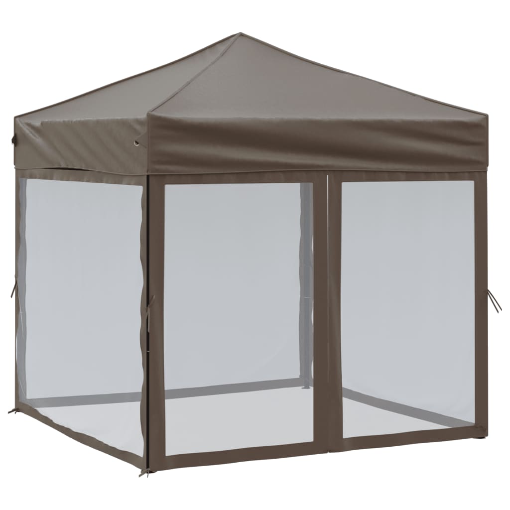 Skládací party stan s bočními stěnami taupe 2 x 2 m