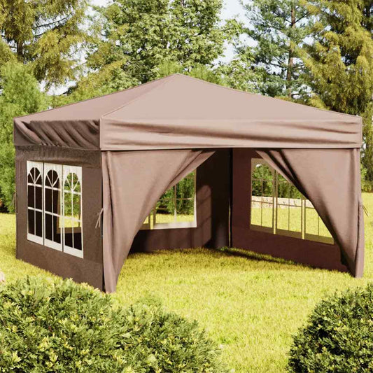 Skládací party stan s bočními stěnami taupe 3 x 3 m