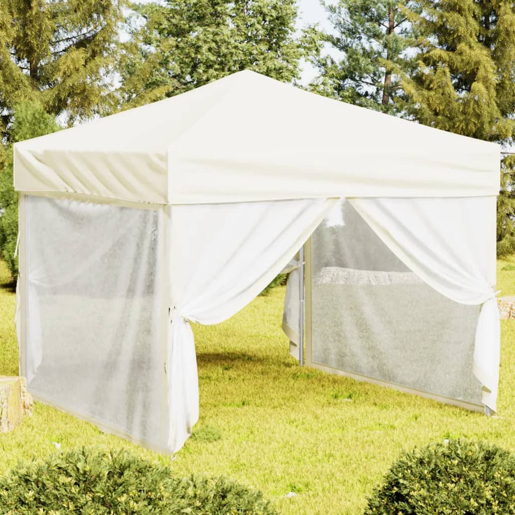Skládací party stan s bočními stěnami krémový 3 x 3 m