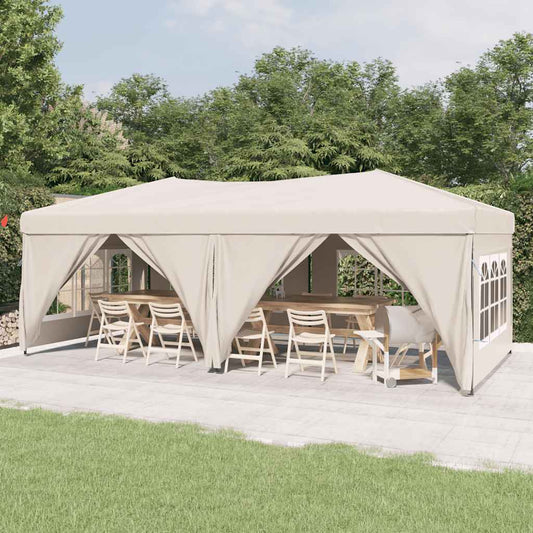 Skládací party stan s bočními stěnami krémový 3 x 6 m