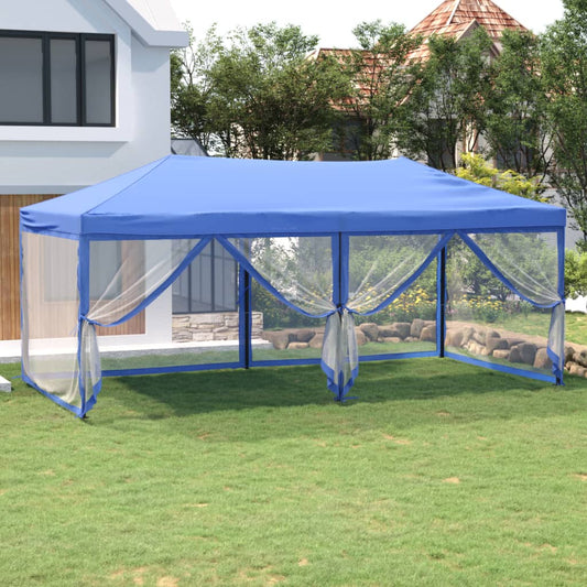 Skládací party stan s bočními stěnami modrý 3 x 6 m