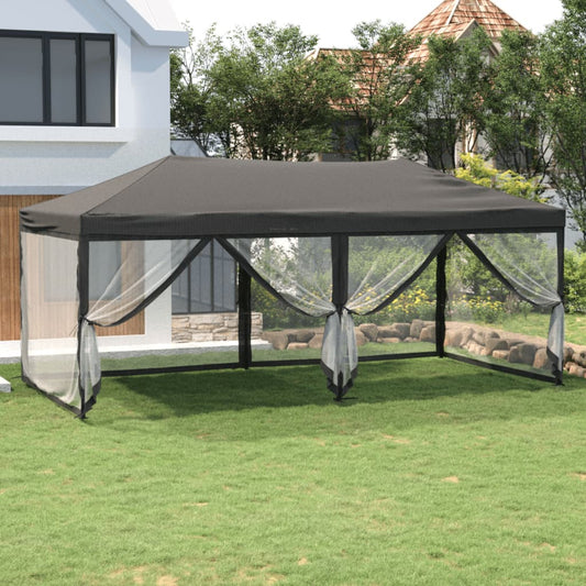 Skládací party stan s bočními stěnami antracitový 3 x 6 m