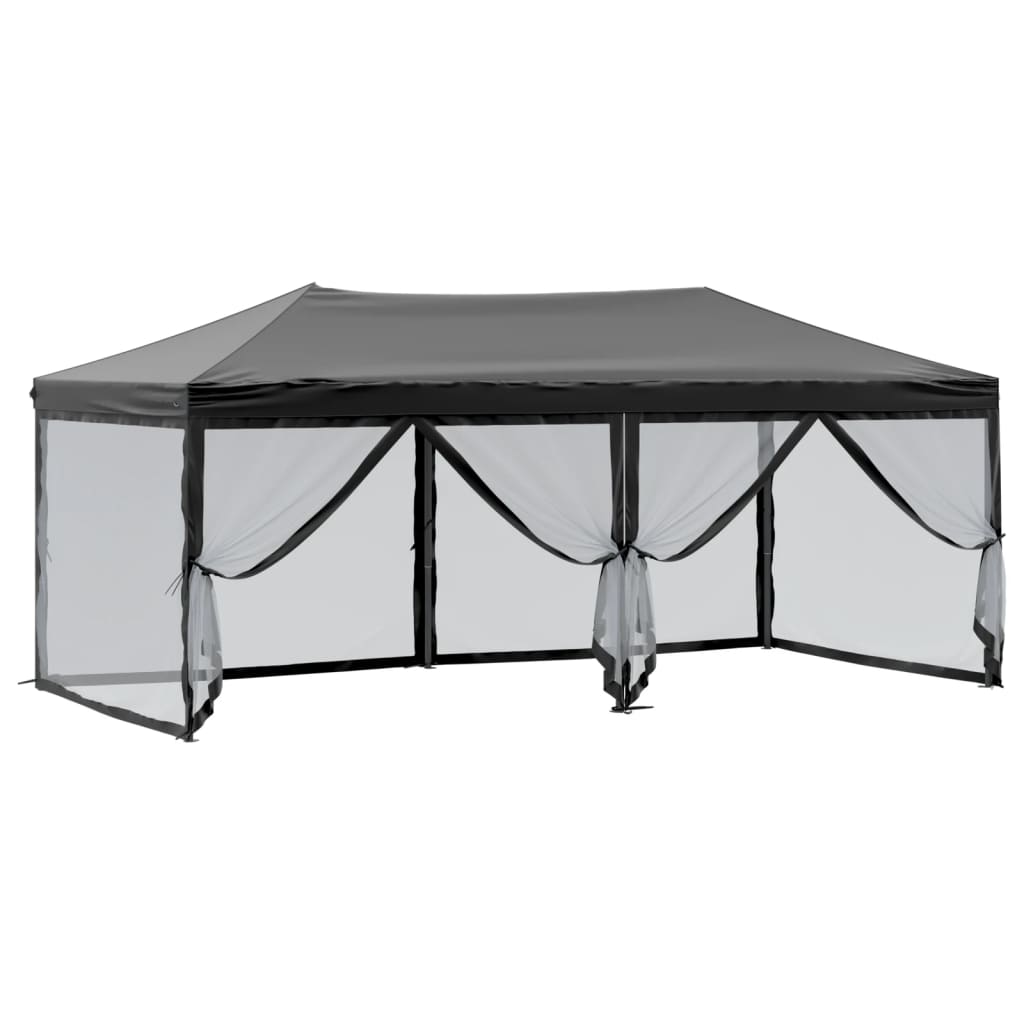 Skládací party stan s bočními stěnami černý 3 x 6 m