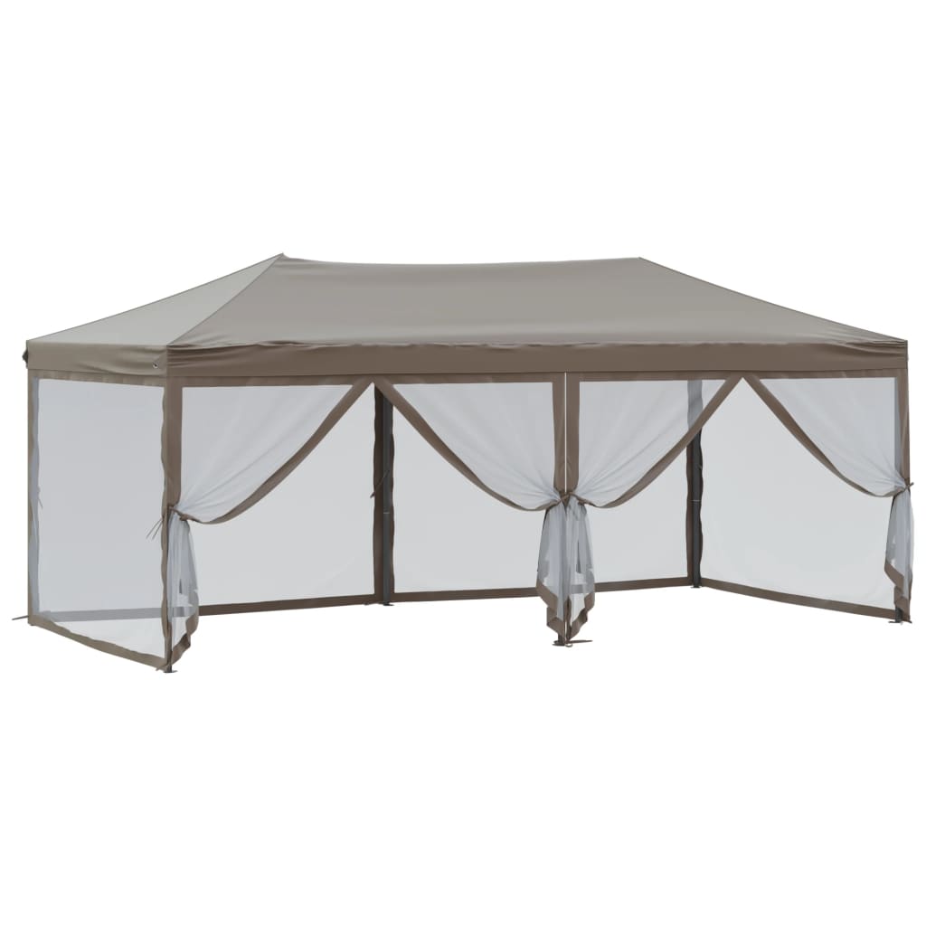 Skládací party stan s bočními stěnami taupe 3 x 6 m