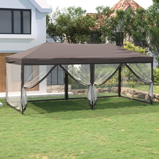 Skládací party stan s bočními stěnami taupe 3 x 6 m