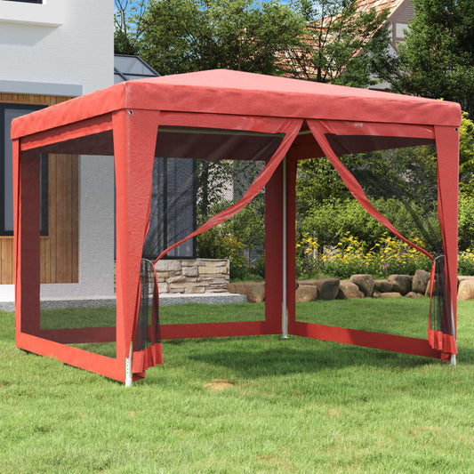 Party stan se 4 síťovanými bočnicemi červený 3 x 3 m HDPE