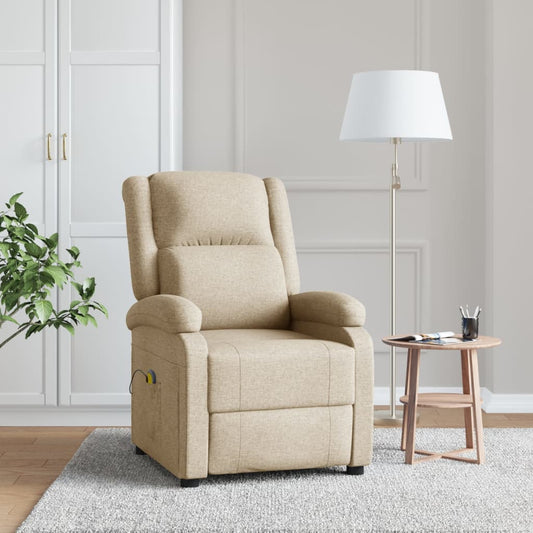 Masážní křeslo krémové textil