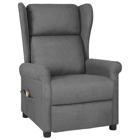 Masážní křeslo světle šedé textil