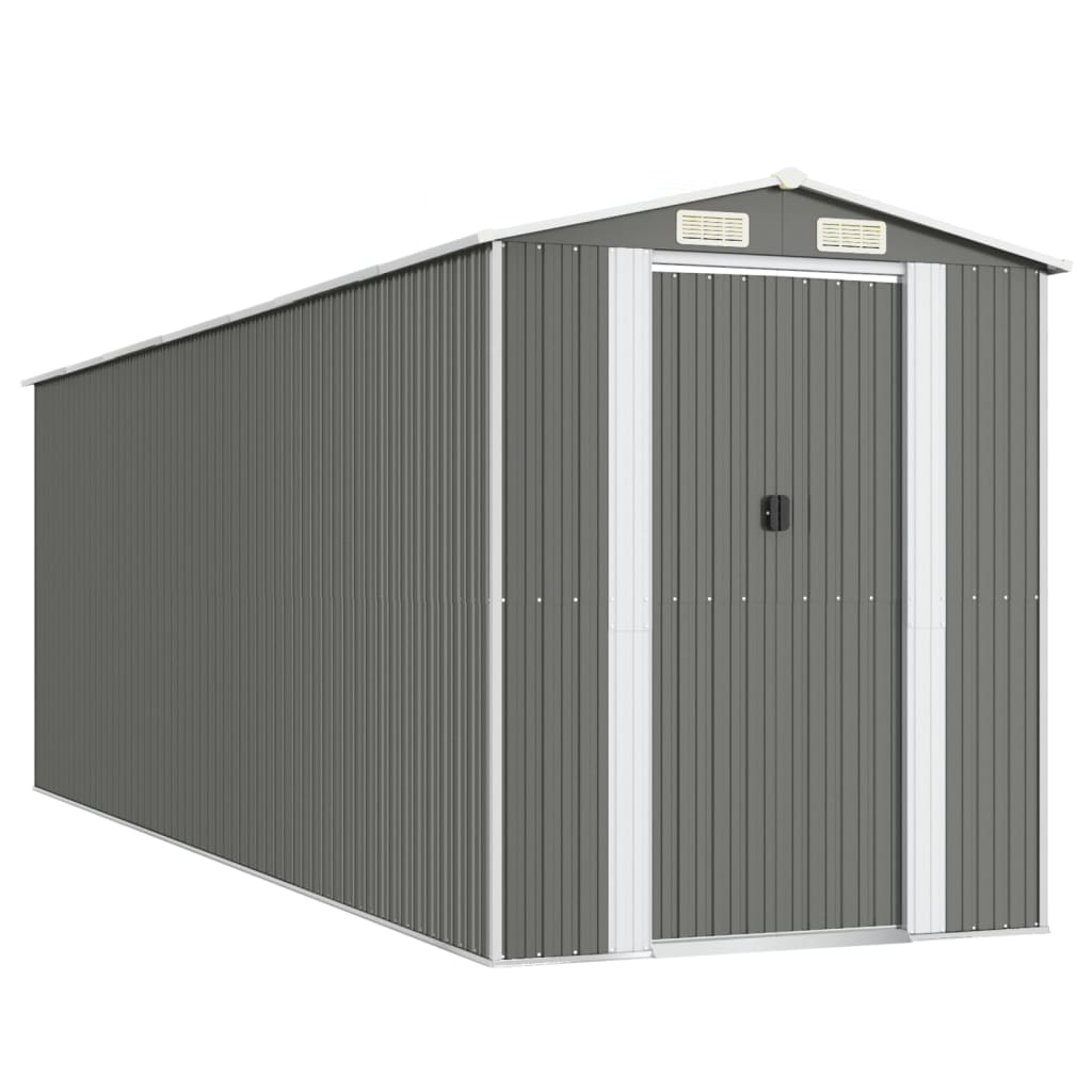 Zahradní kůlna světle šedá 192 x 606 x 223 cm pozinkovaná ocel