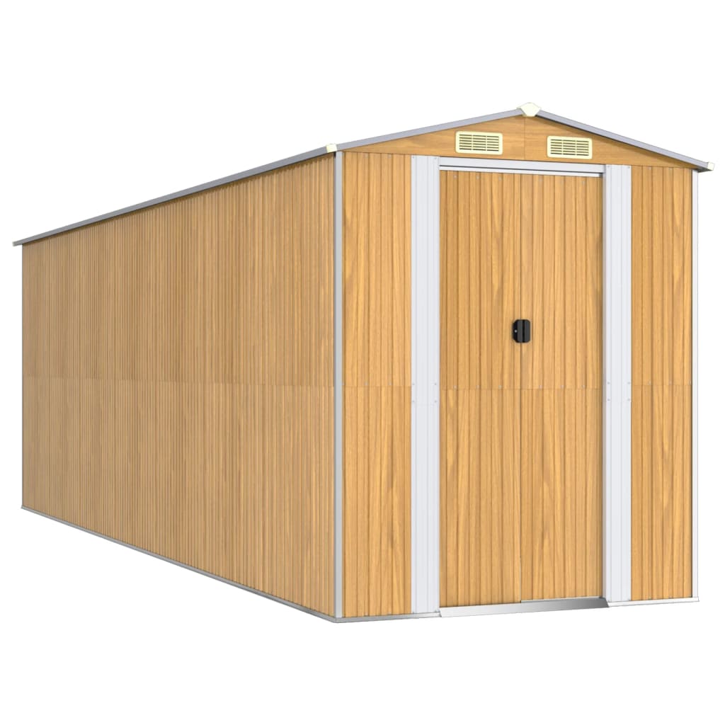 Zahradní kůlna světle hnědá 192x606x223 cm pozinkovaná ocel