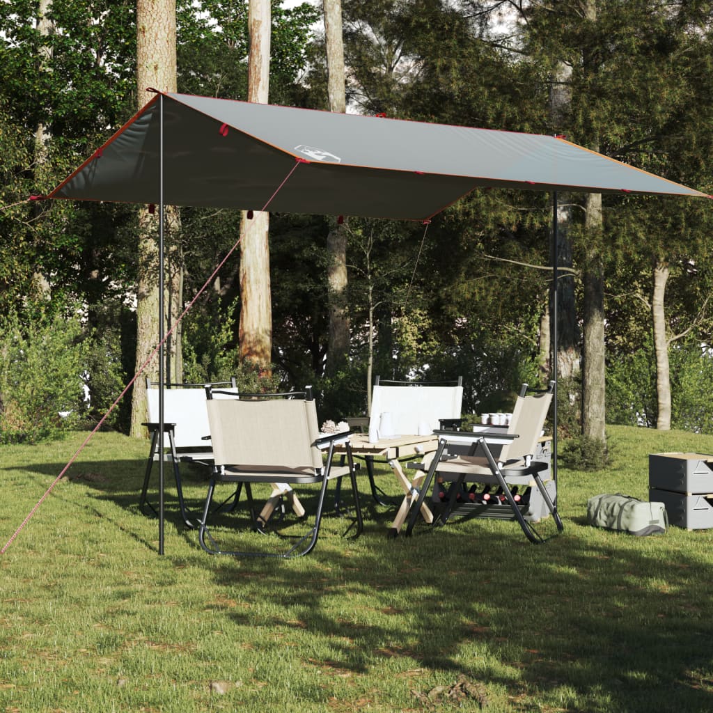 Kempingová plachta šedá a oranžová 360 x 294 cm nepromokavá