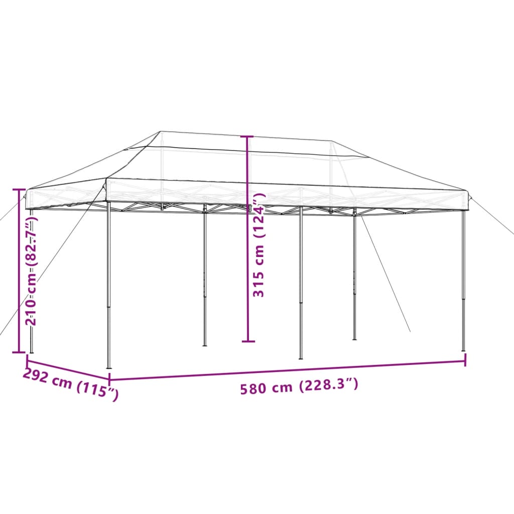 Skládací party stan pop-up béžový 580 x 292 x 315 cm