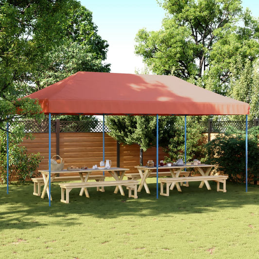 Skládací party stan pop-up terakota 580 x 292 x 315 cm