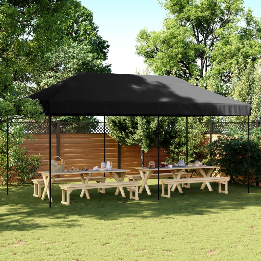 Skládací party stan pop-up černý 580 x 292 x 315 cm