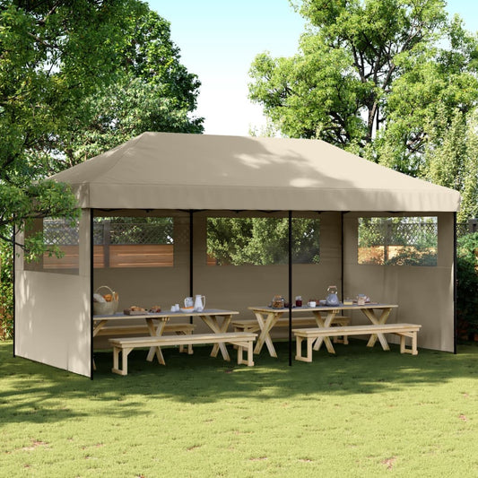 Skládací party stan pop-up se 3 bočními stěnami taupe