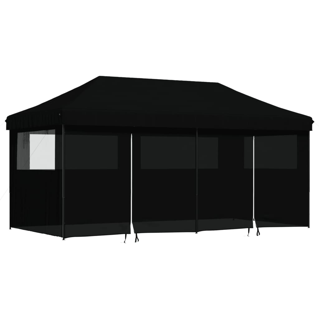 Skládací party stan pop-up se 4 bočními stěnami černý