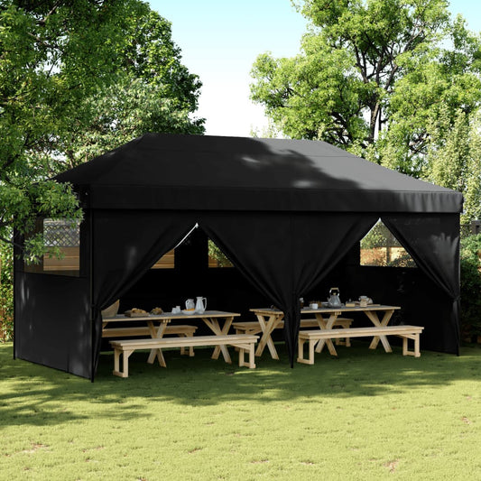 Skládací party stan pop-up se 4 bočními stěnami černý