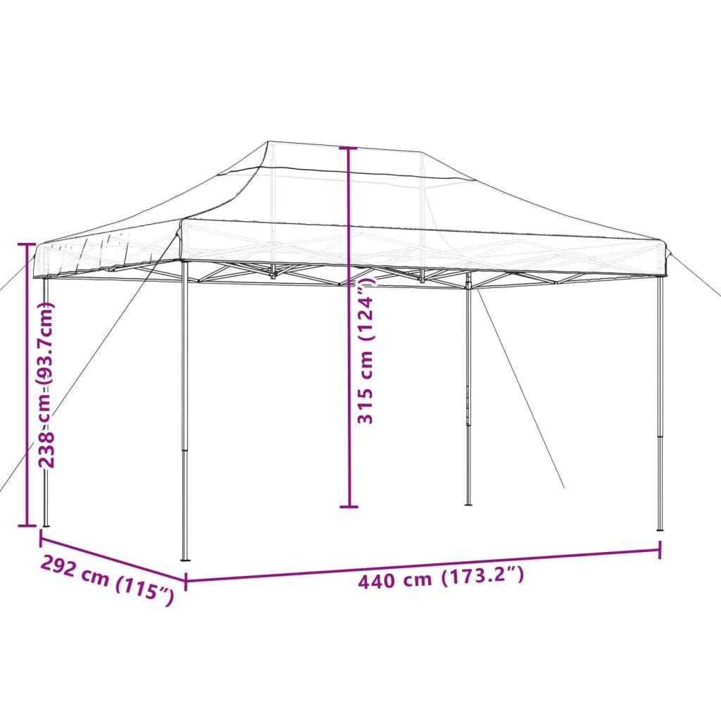 Skládací party stan pop-up béžový 440 x 292 x 315 cm