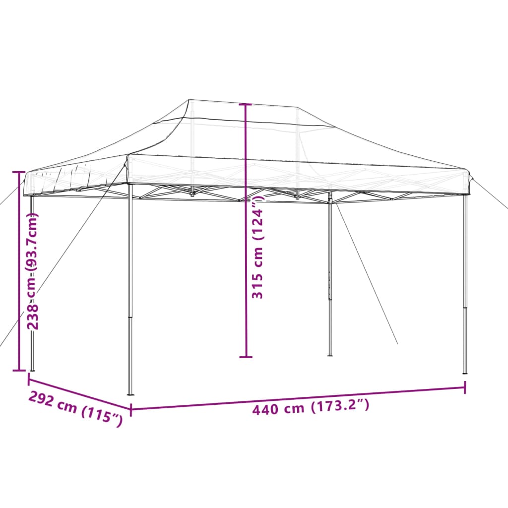Skládací party stan pop-up hnědý 440 x 292 x 315 cm
