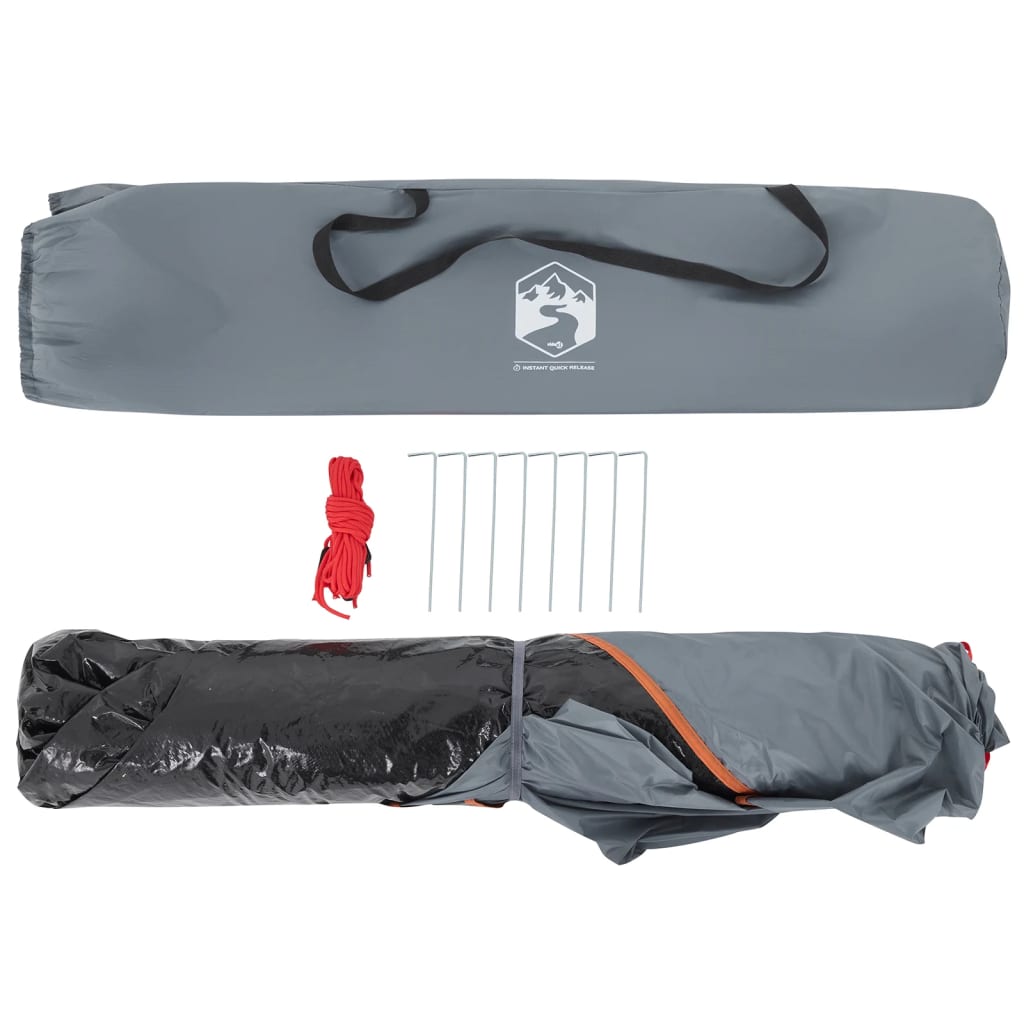 Kempingový stan kupole pro 2 šedý a oranžový rychloupínací