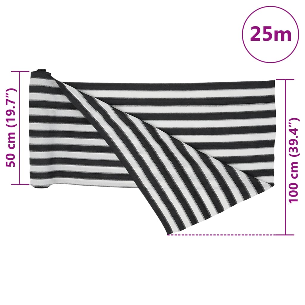 Stínicí tkanina antracitová a bílá 1 x 25 m HDPE 75 g/m²