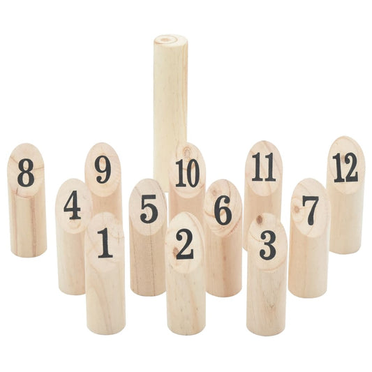 13dílná herní sada kubb s čísly přenosný vak masivní borovice